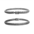 Wholesale sterling silver woven chain bracelet with decorative clasp handcrafted in Bali
