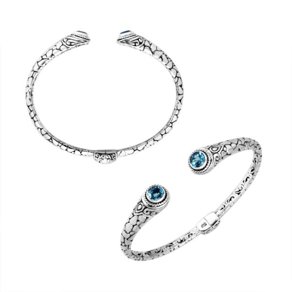 AB-9032-BT Sterling Silver Bracelet With Blue Topaz Q. Jewelry Bali Designs Inc 