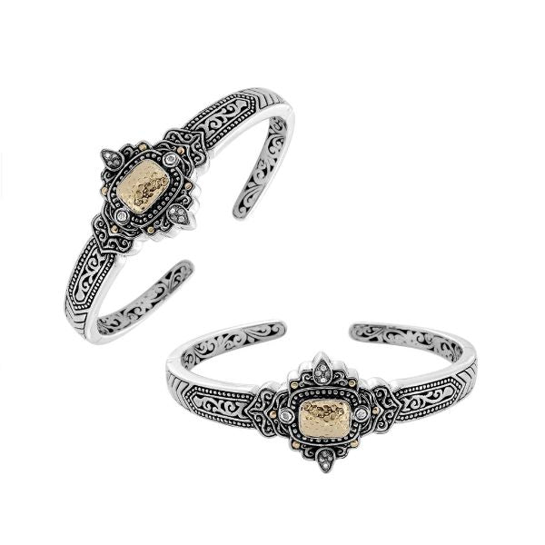 ABG-8036-DY Sterling Silver Bracelet With 18K Gold And Diamond Jewelry Bali Designs Inc 