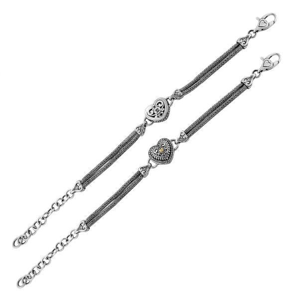 ABG-8041-DY Sterling Silver Bracelet With 18K Gold And Diamond Jewelry Bali Designs Inc 