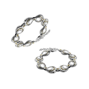 Wholesale Sterling Silver Bracelet With 18K Gold Diamond Infinity Links And Marquise Accents