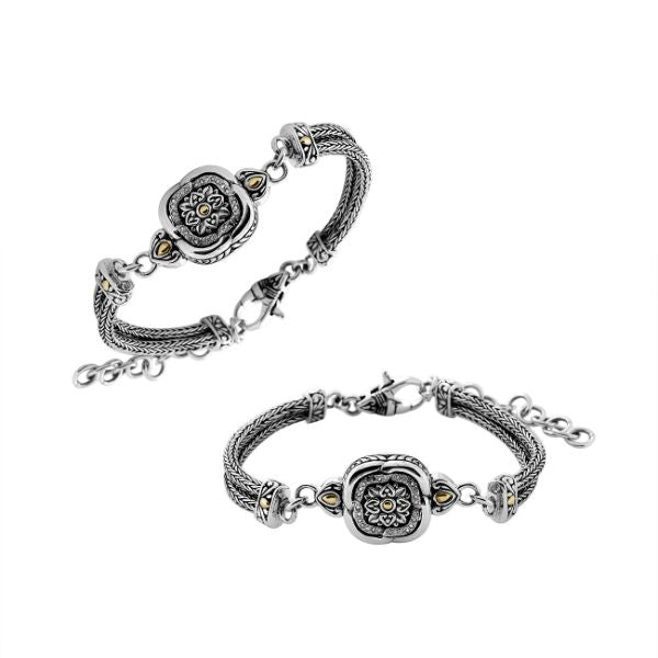 ABG-8044-DY Sterling Silver Bracelet With 18K Gold And Diamond Jewelry Bali Designs Inc 