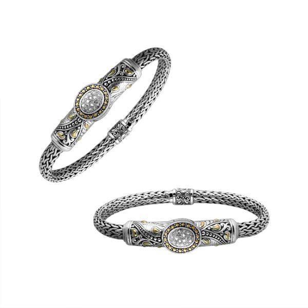 ABG-8049-DY Sterling Silver Bracelet With 18K Gold And Diamond Jewelry Bali Designs Inc 