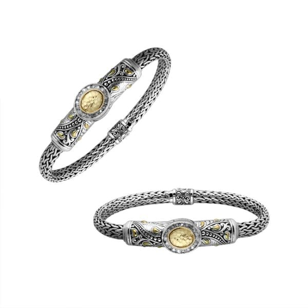 ABG-8049-GD Sterling Silver Bracelet With 18K Gold And Diamond Jewelry Bali Designs Inc 
