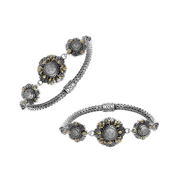 ABG-8050-DY Sterling Silver Bracelet With 18K Gold And Diamond Jewelry Bali Designs Inc 