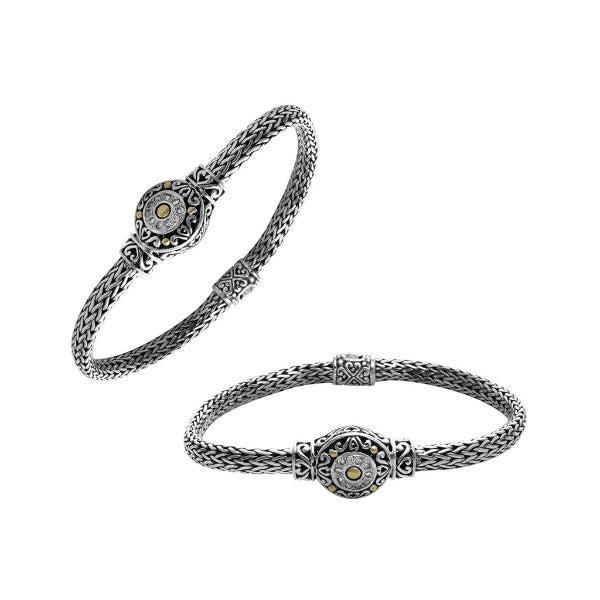 ABG-8051-DY Sterling Silver Bracelet With 18K Gold And Diamond Jewelry Bali Designs Inc 