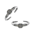Wholesale Sterling Silver With 18K Gold Diamond Floral Mandala Engraved Cuff Bracelet