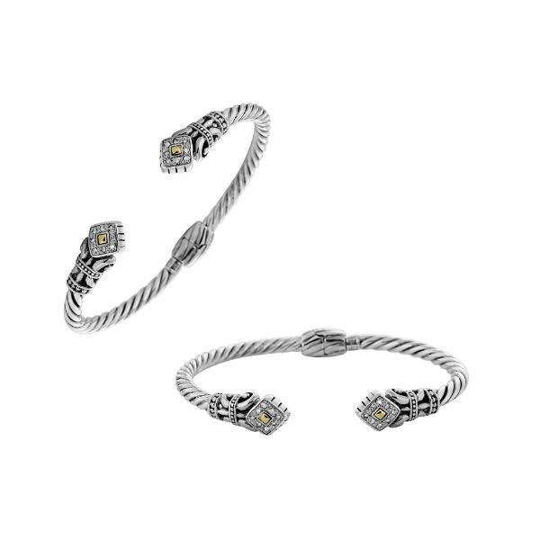 ABG-8053-DY Sterling Silver Bracelet With 18K Gold And Diamond Jewelry Bali Designs Inc 