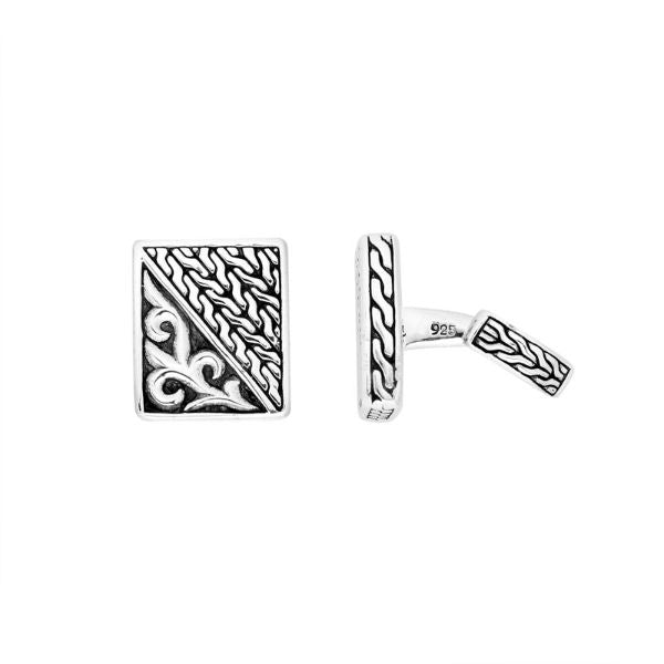 AC-9004-S Sterling Silver Cuff Link With Plain Silver Jewelry Bali Designs Inc 