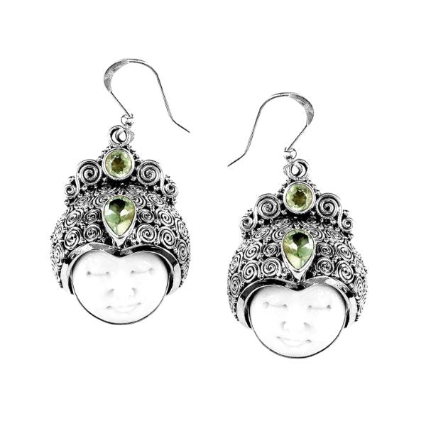 AE-1000-CO5 Sterling Silver Earring With Peridot, Bone Face Jewelry Bali Designs Inc 