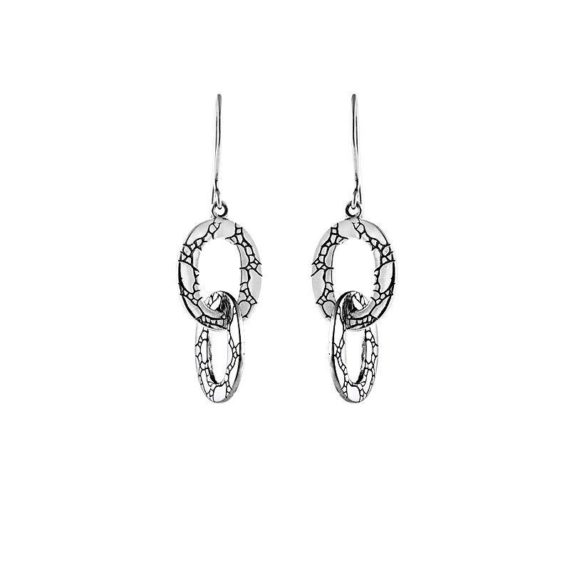AE-1004-S Sterling Silver Oval Shape Earring With Plain Silver Jewelry Bali Designs Inc 