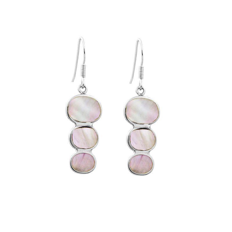 AE-1007-MOP Sterling Silver Tripple Drop Earring With Mother Of Pearl Jewelry Bali Designs Inc 