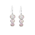 Wholesale sterling silver earrings with triple round mother of pearl inlays, handcrafted in Bali