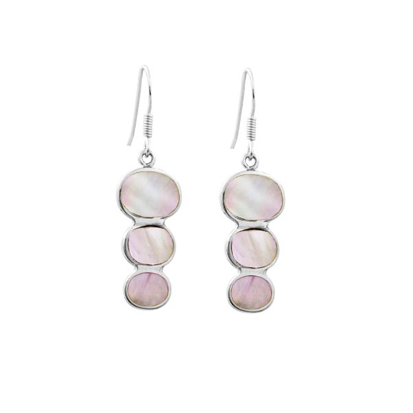 AE-1007-MOP Sterling Silver Tripple Drop Earring With Mother Of Pearl Jewelry Bali Designs Inc 