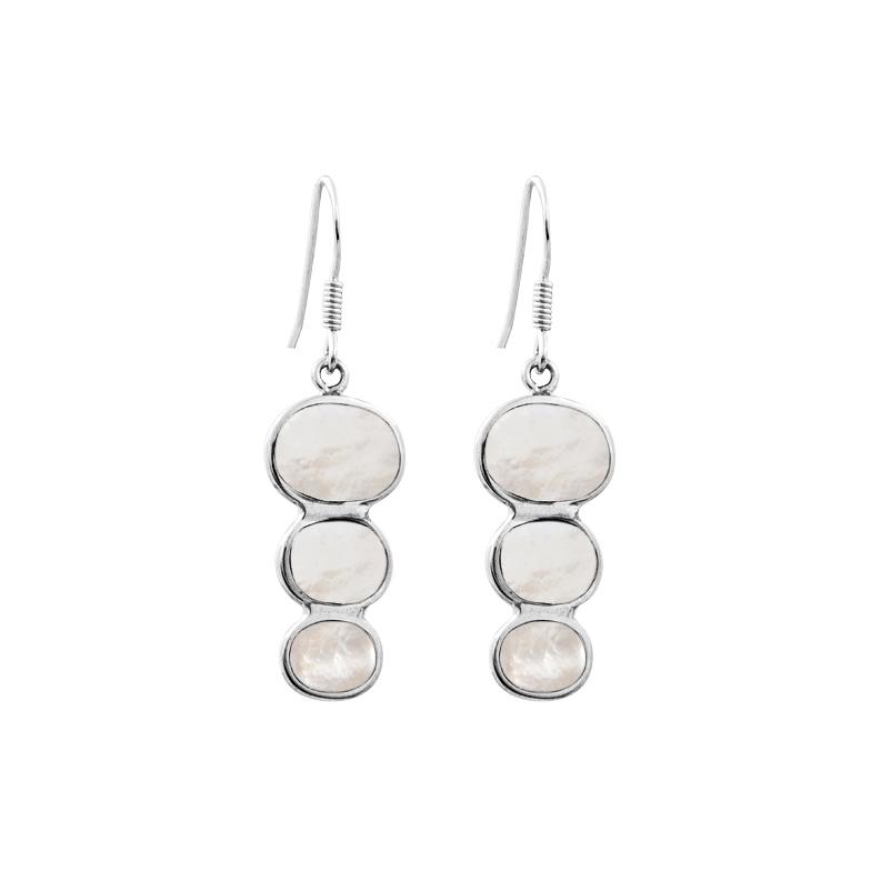 AE-1007-SH Sterling Silver Tripple Drop Earring With Shell Jewelry Bali Designs Inc 