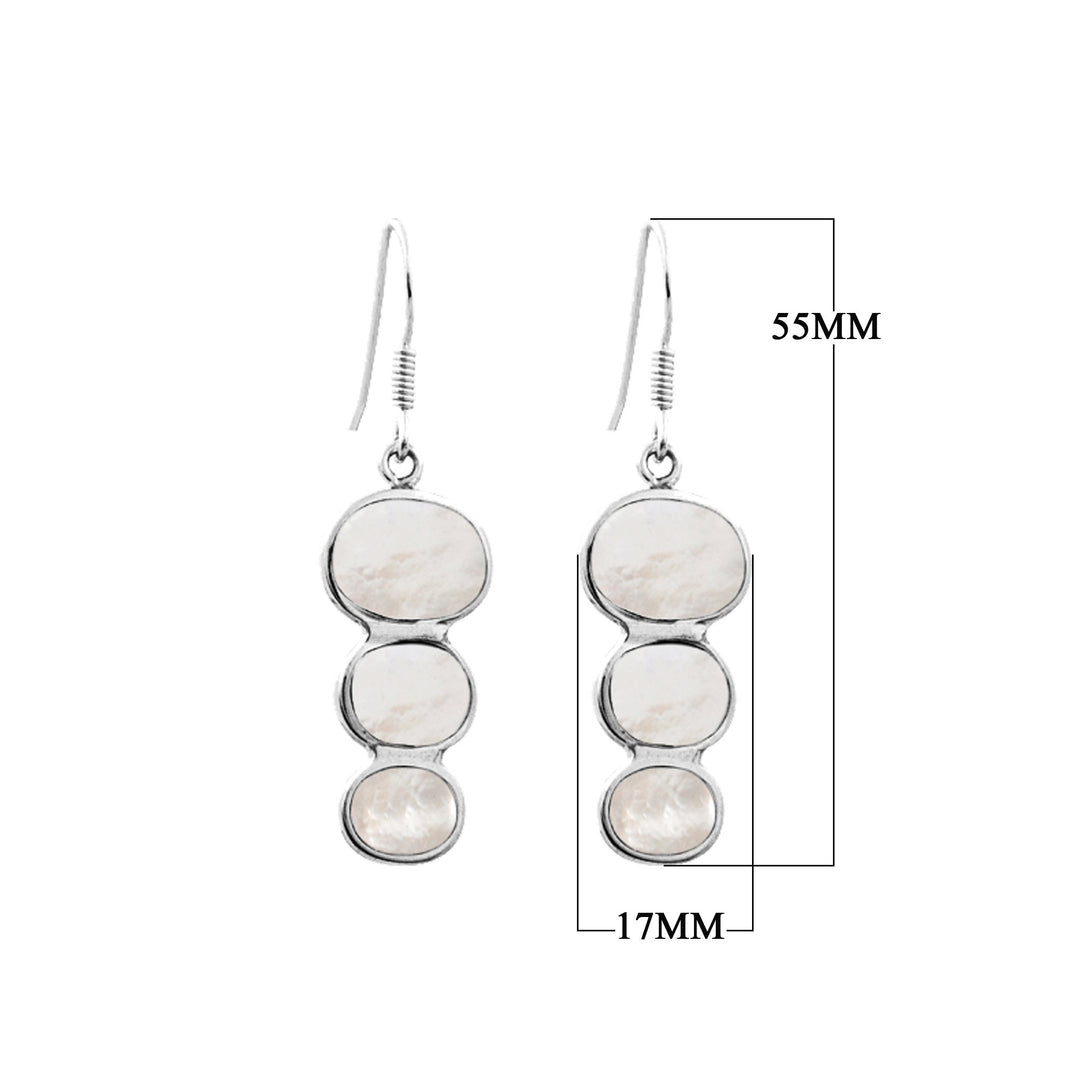 AE-1007-SH Sterling Silver Tripple Drop Earring With Shell Jewelry Bali Designs Inc 
