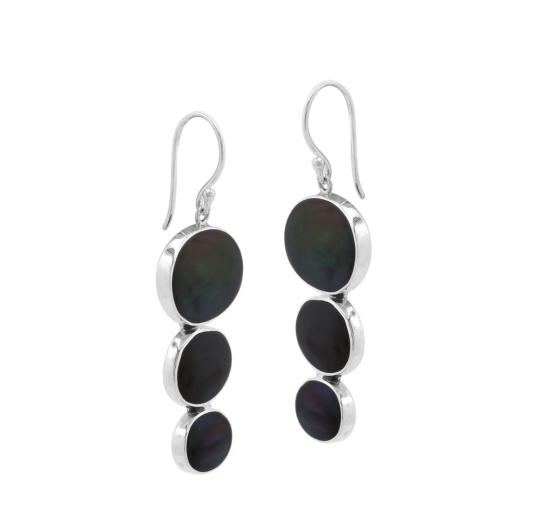 AE-1007-SHB Sterling Silver Earring With Black Shell Jewelry Bali Designs Inc 