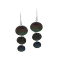 Wholesale sterling silver earrings with triple round black shell inlays, handcrafted in Bali