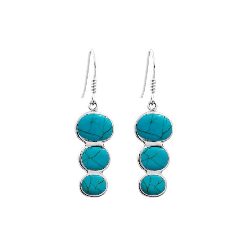 AE-1007-TQ Sterling Silver Earring With Turquoise Jewelry Bali Designs Inc 