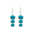 Wholesale sterling silver earrings with triple round turquoise shell inlays, handcrafted in Bali