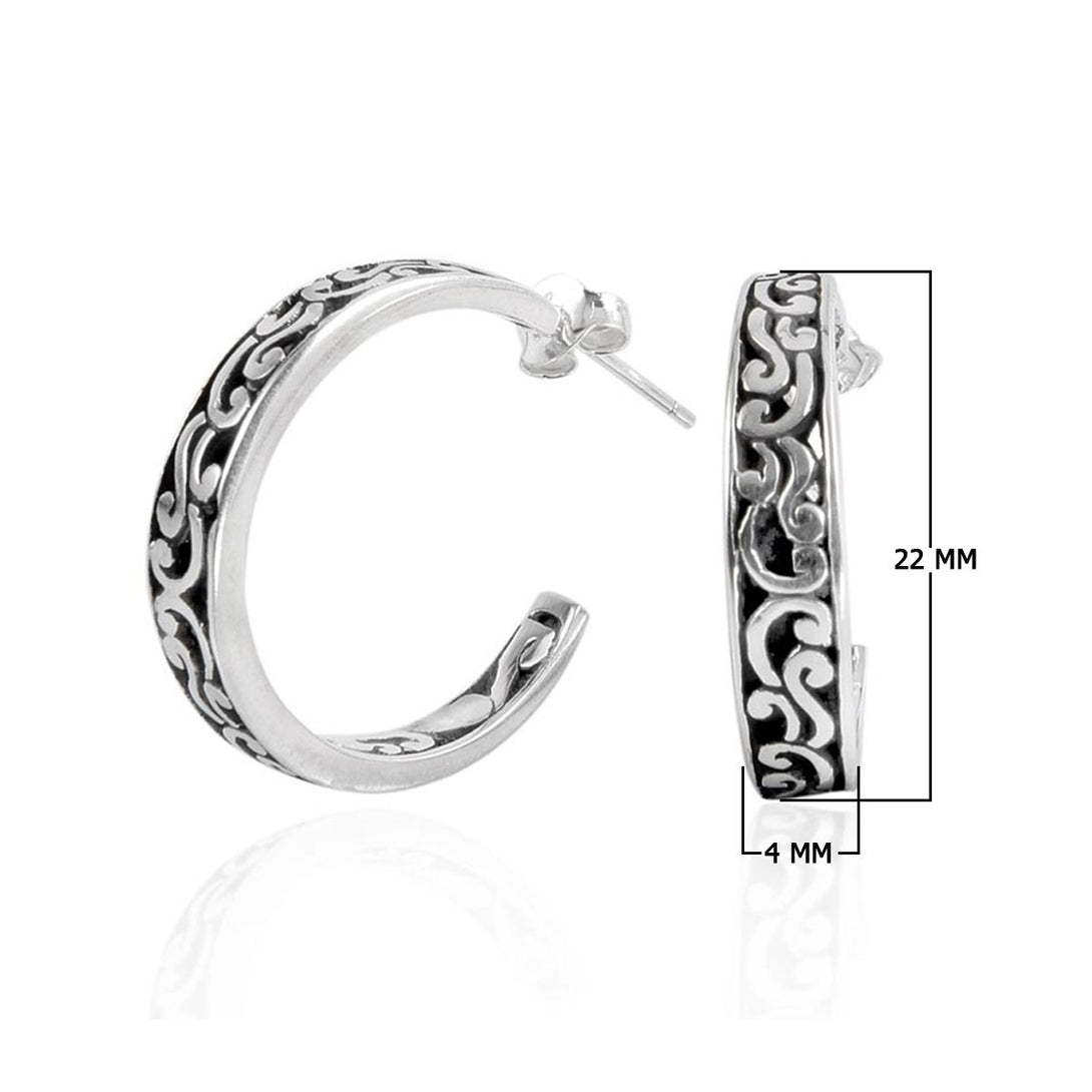 AE-1019-S Sterling Silver Hoop Earring With Plain Silver Jewelry Bali Designs Inc 