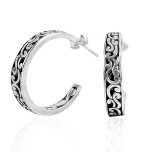 Sterling Silver Hoop Earring With Plain Silver Jewelry Bali Designs Inc 