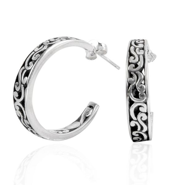 Sterling Silver Hoop Earring With Plain Silver Jewelry Bali Designs Inc 