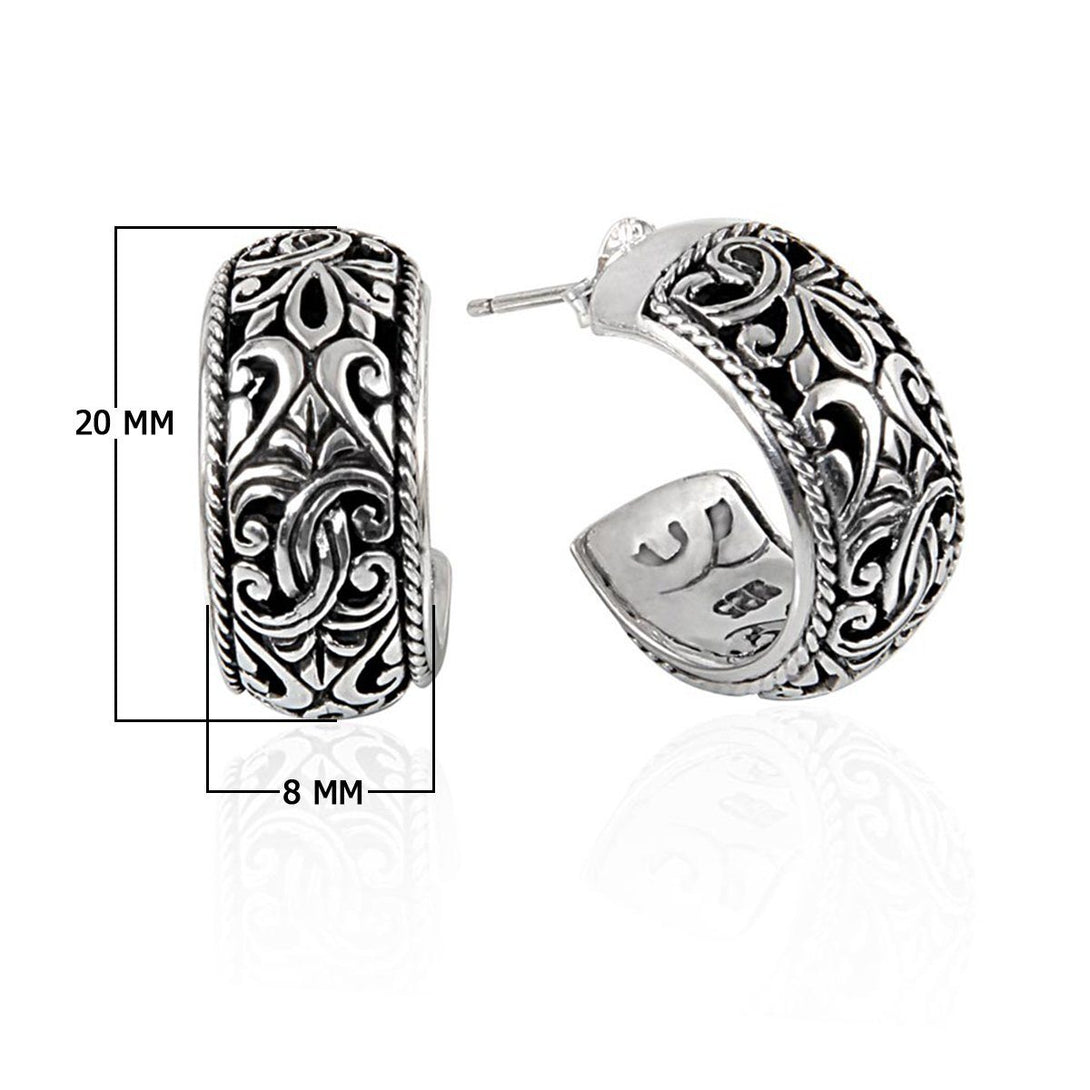 AE-1020-S Sterling Silver Hoop Earring With Plain Silver Jewelry Bali Designs Inc 