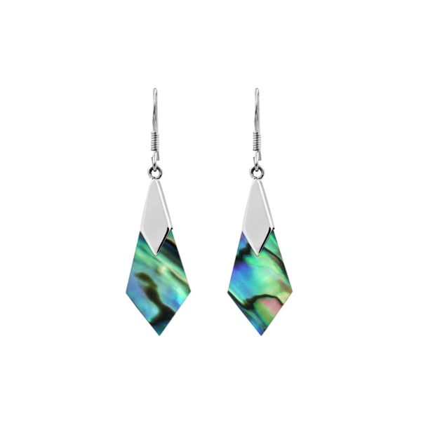 AE-1021-AB Sterling Silver Diamond Shape Earring With Abalone Jewelry Bali Designs Inc 