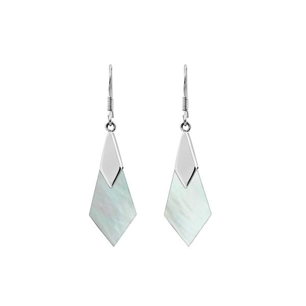 AE-1021-MOP Sterling Silver Diamond Shape Earring With Mother of Pearl Jewelry Bali Designs Inc 