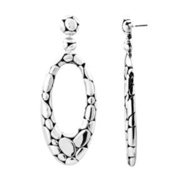 AE-1024-S Sterling Silver Oval Shape Earring With Plain Silver Jewelry Bali Designs Inc 