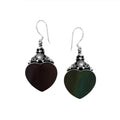 "Wholesale sterling silver black shell heart earrings with pearl accents, handcrafted Bali jewelry for bulk purchase"