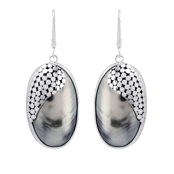 AE-1026-SH Sterling Silver Oval Shape Earring With Shell Jewelry Bali Designs Inc 