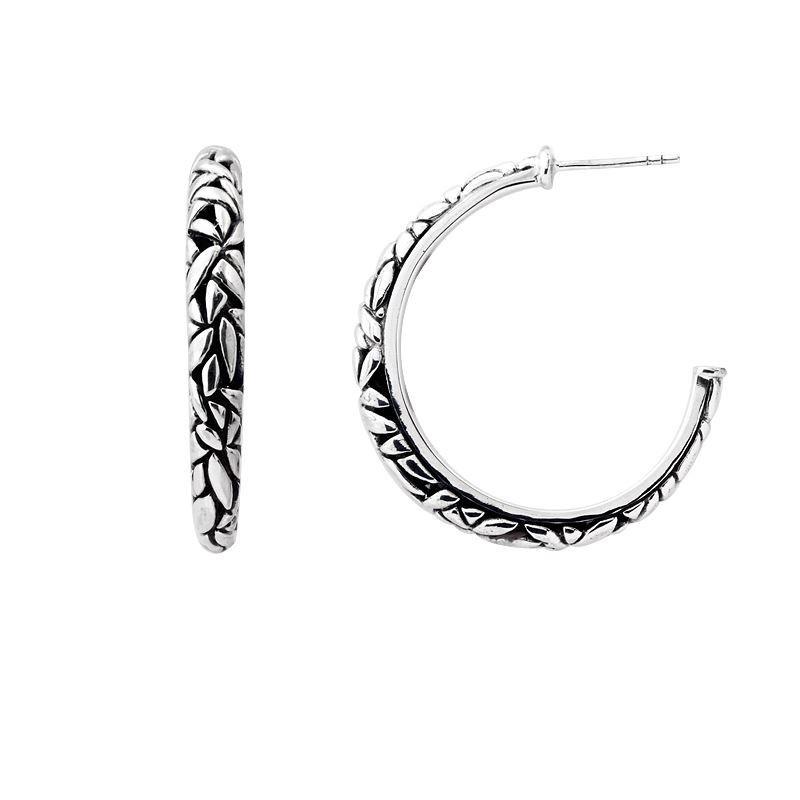 AE-1042-S Sterling Silver Hoop Earring With Plain Silver Jewelry Bali Designs Inc 