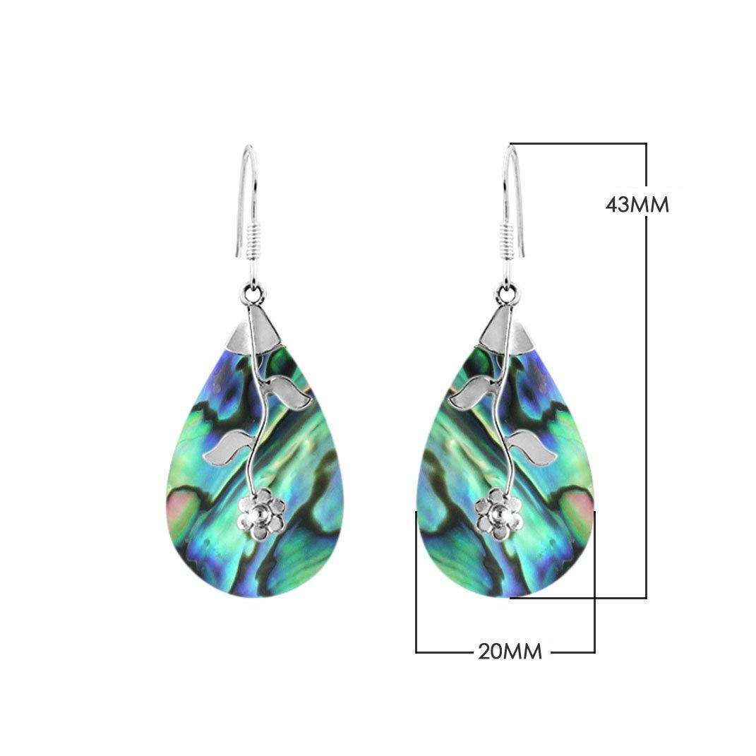 AE-1047-AB Sterling Silver Teardrop Shape Earring With Abalone Shell Jewelry Bali Designs Inc 
