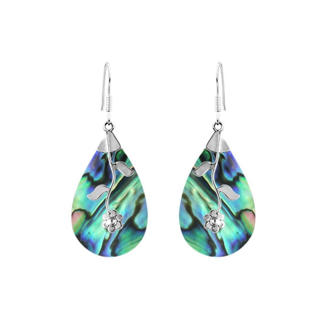 AE-1047-AB Sterling Silver Teardrop Shape Earring With Abalone Shell Jewelry Bali Designs Inc 