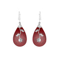 Sterling silver red shell teardrop earrings with floral vine design for wholesale jewelry buyers