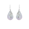Sterling silver mother of pearl teardrop earrings with floral vine design for wholesale jewelry buyers