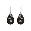 Sterling Silver drop earrings with Black Shell floral design for wholesale collection