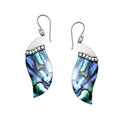 Sterling silver abalone shell wave earrings with dotted silver accent for wholesale jewelry buyers