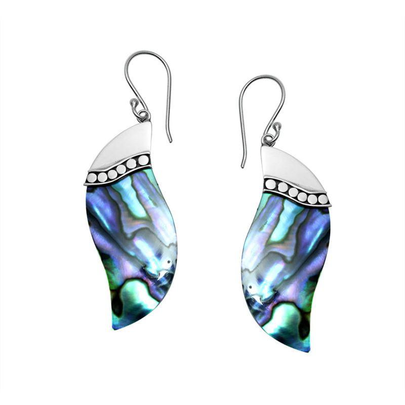 AE-1049-AB Sterling Silver Fancy Shape Earring With Ablone Shell Jewelry Bali Designs Inc 