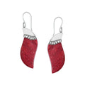 Sterling silver red shell wave earrings with dotted silver accent for wholesale jewelry buyers