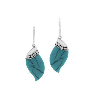 Sterling silver turquoise wave earrings with dotted silver accent for wholesale jewelry buyers