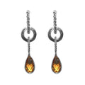 Sterling silver citrine teardrop dangle earrings with twisted hoop design for wholesale jewelry buyers
