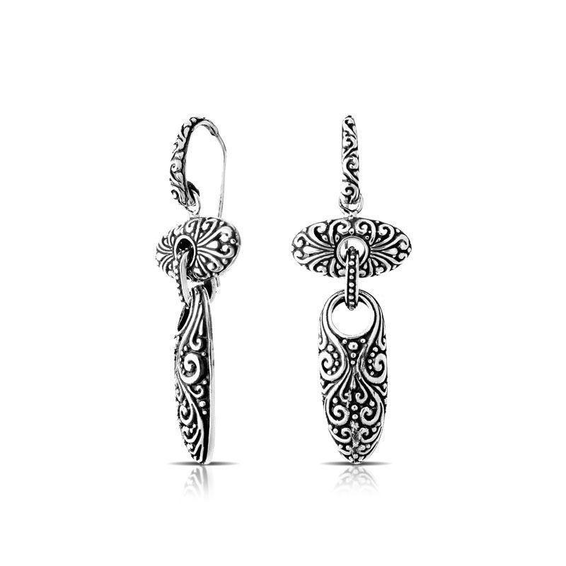 AE-1066-S Sterling Silver Fancy Shape Earring With Plain Silver Jewelry Bali Designs Inc 
