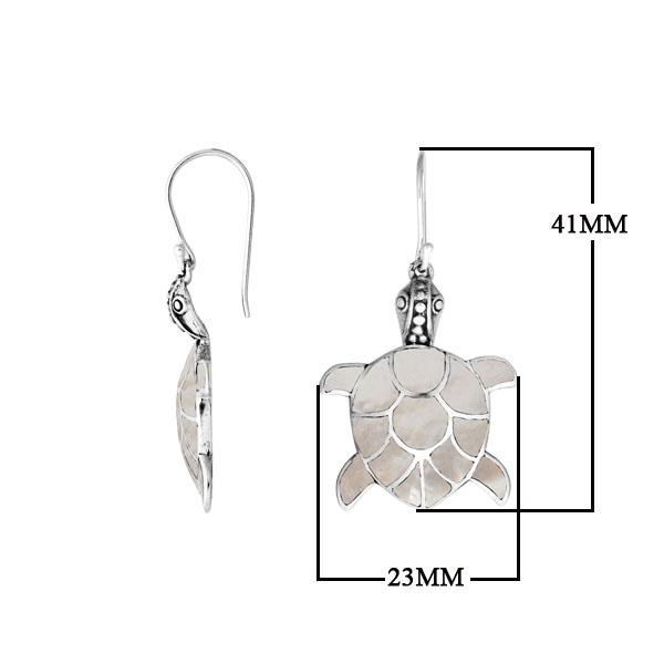 AE-1079-SH Sterling Silver Beautiful Hand Crafted Sea Turtle Earring With Shell Jewelry Bali Designs Inc 