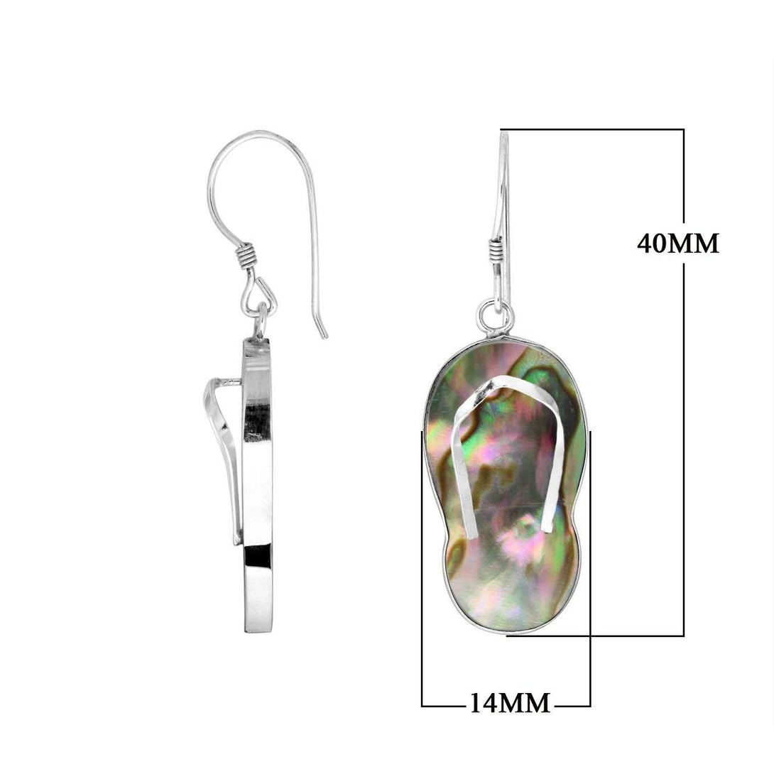 AE-1080-AB Sterling Silver Fashion Pairs Shoes Earring With Abalone Shell Jewelry Bali Designs Inc 