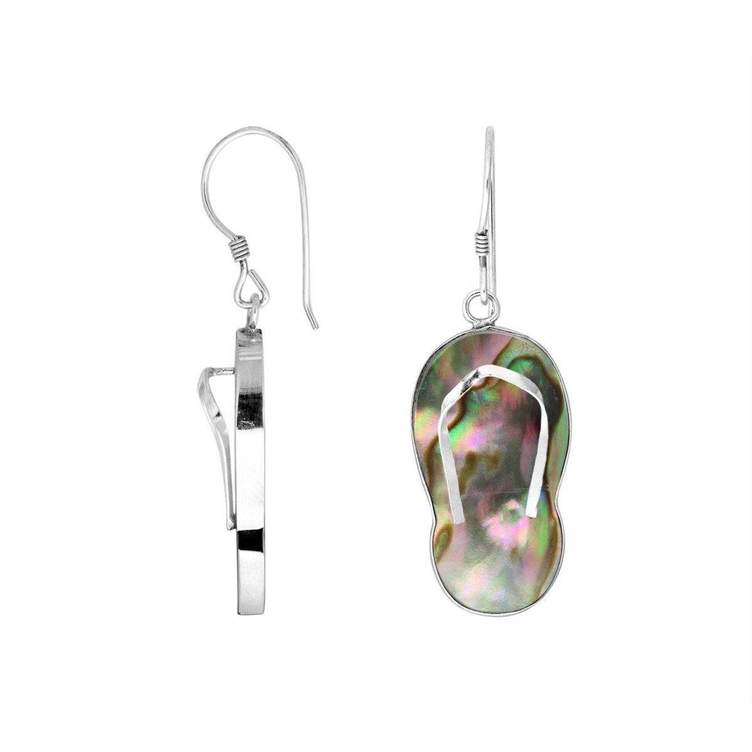 AE-1080-AB Sterling Silver Fashion Pairs Shoes Earring With Abalone Shell Jewelry Bali Designs Inc 