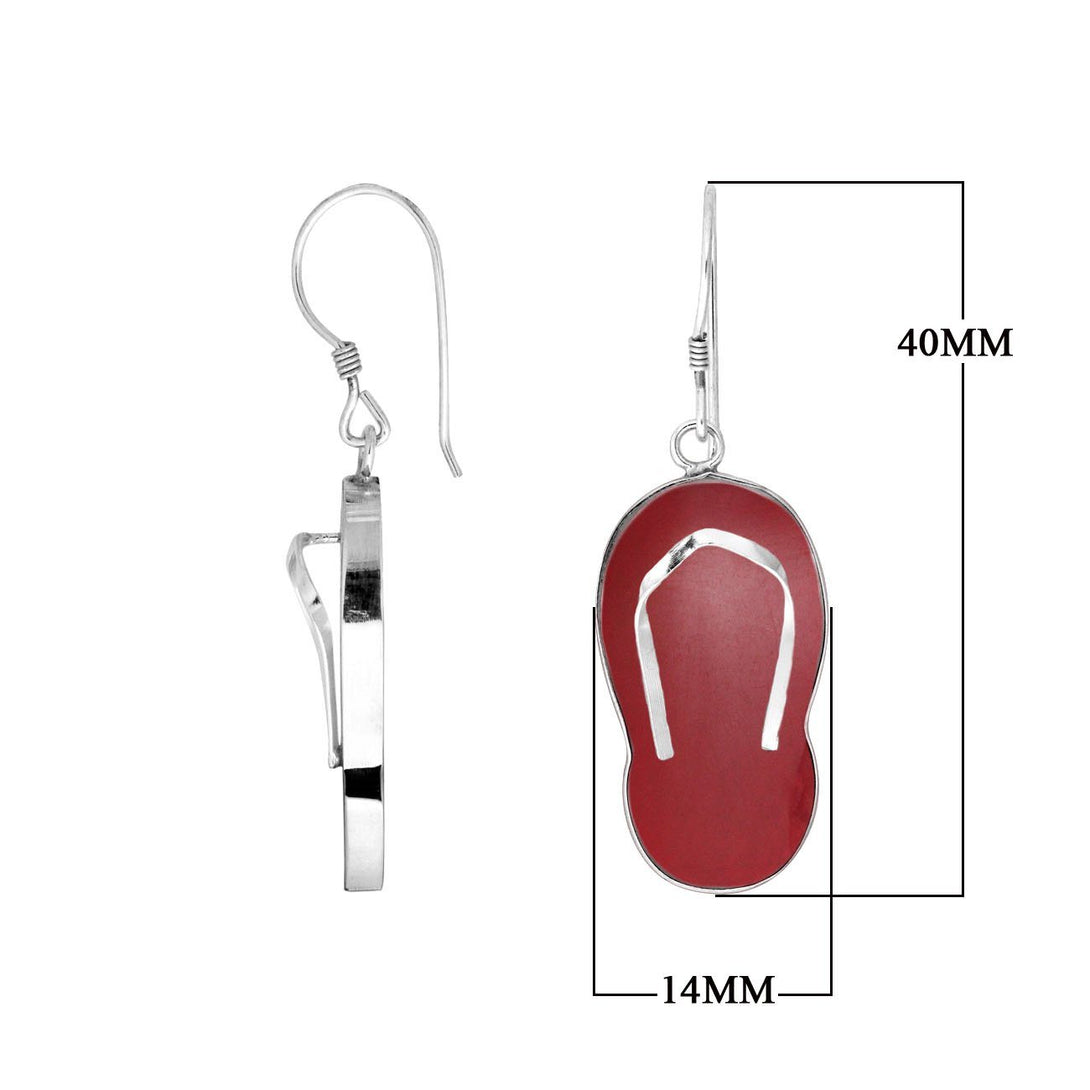 AE-1080-CR Sterling Silver Fashion Pairs Shoes Earring With Coral Jewelry Bali Designs Inc 