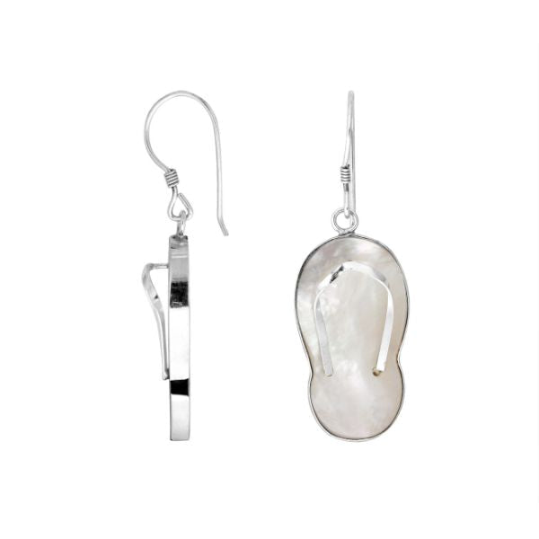 AE-1080-MOP Sterling Silver Fashion Pairs Shoes Earring With Mother Of Pearl Jewelry Bali Designs Inc 